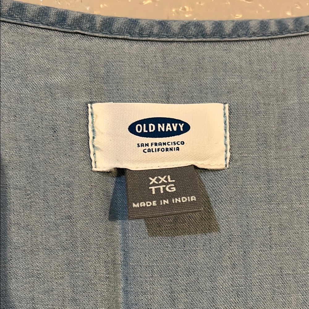 Old Navy Pale Blue Long Sleeve Pintuck Tunic Dress - Picture 2 of 6
